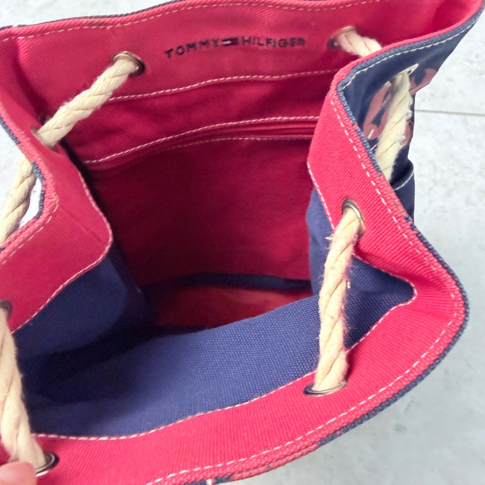 Tommy Hilfiger Lobster Print Canvas Drawstring Backpack Nautical Bucket Bag - Picture 4 of 14